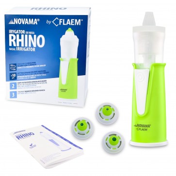 NOVAMA RHINO by FLAEM – irigator za nos s originalnim pakiranjem, tri nastavka i pripadajućim dijelovima