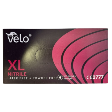 Velo crne nitrilne rukavice bez pudera | XL