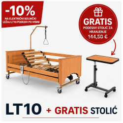 Električni bolnički ležaj LT10 podesiv po visini + GRATIS podesivi stolić za hranjenje