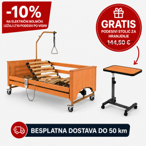 Električni bolnički ležaj LT10 podesiv po visini + GRATIS podesivi stolić za hranjenje