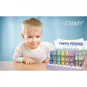 Dječja baterijska sonična četkica za zube Vitammy FRIENDS | display kutija s 18 četkica