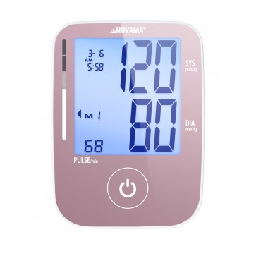 NOVAMA PRIME+ PINK – prednji prikaz tlakomjera s velikim osvijetljenim LCD zaslonom