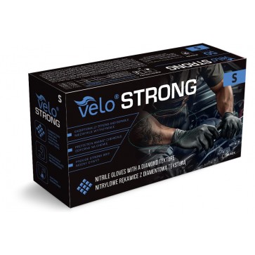 VELO STRONG crne nitrilne rukavice s teksturom dijamanta | Veličina S, M, L, XL i XXL  - kutija