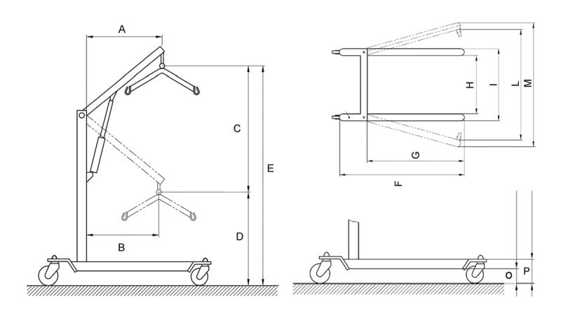 RI824-Lift za podizanje pacijenata do 150 kg težine, električno podizanje - dimenzije - Kvantum tim