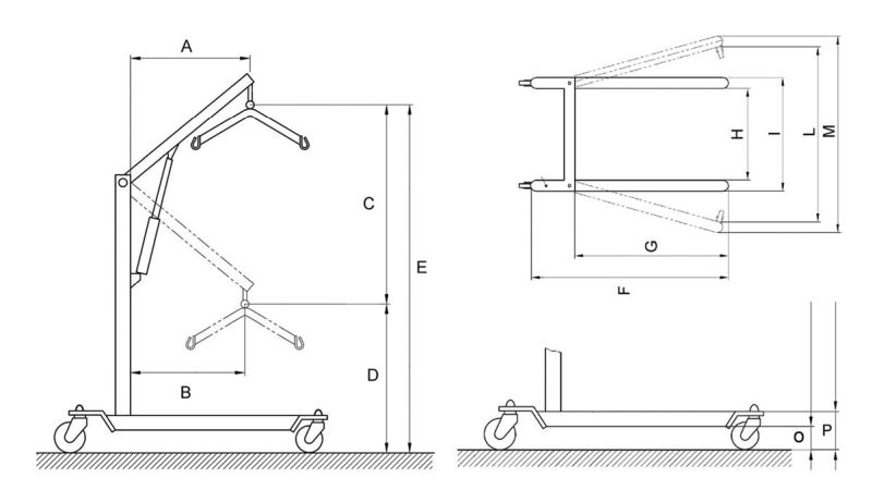 RI828-Lift za podizanje pacijenata do 200 kg težine, električno podizanje - dimenzije - Kvantum tim