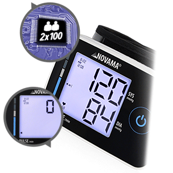 NOVAMA WRISTPRIME BLACK – animirani prikaz memorije za dva korisnika s po 100 rezultata